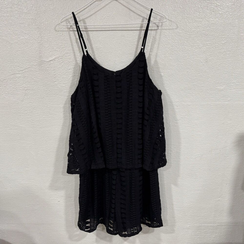 Mossimo Black Lace Crochet Romper Shorts Spaghetti Strap Keyhole Back  Size XXL